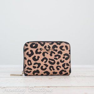 NWT Kate Spade Darcy Leopard Small Zip Card Case